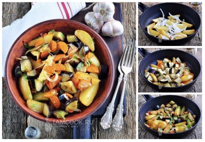 Невероятное сочетание: жареная картошка с баклажанами и морковью