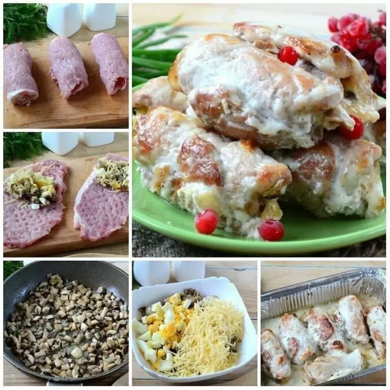 Сочные мясные рулетики с грибами и сыром